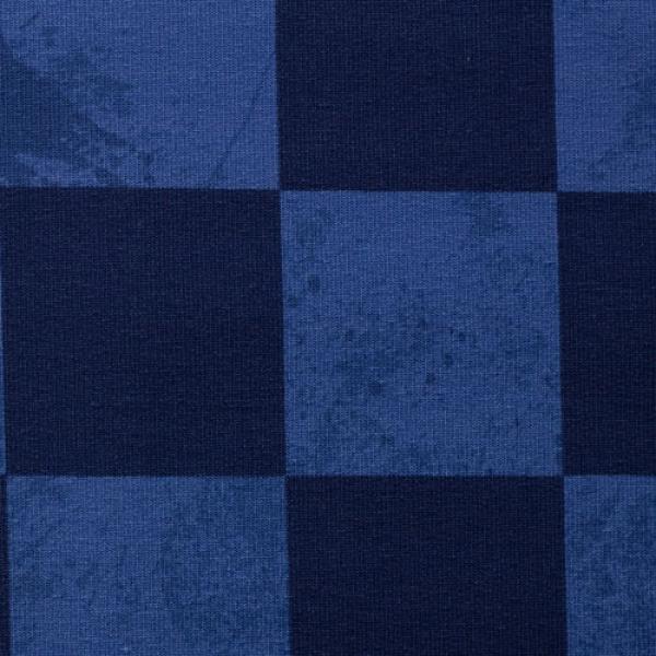 French Terry Sk8 Schachbrettmuster Blau Kombi by Lycklig Design von Swafing
